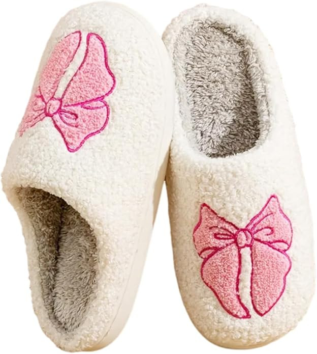 Women's Bow Slippers Fuzzy Leopard print bow slippers Soft Memory Foam Plush Fluffy Warm Fur Line... | Amazon (US)