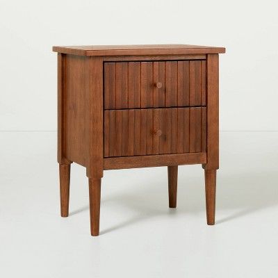 Turned Leg Wood 2-Drawer Nightstand Brown - Hearth &#38; Hand&#8482; with Magnolia | Target