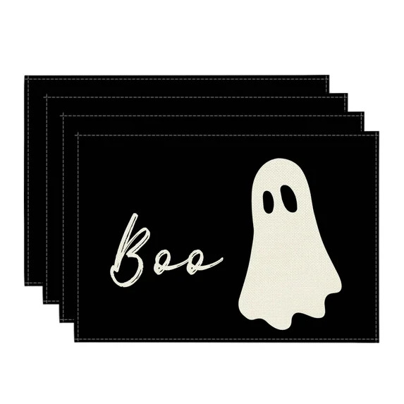 Sm:)e Boo Ghost Halloween Placemats Set of 4 12x18 Inch, Halloween Party Kitchen Dining Indoor Ou... | Walmart (US)