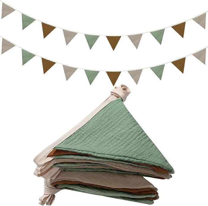 Oudain 2 Pcs Pennant Banner Flags Nursery Garland Triangle Bunting Flags Playroom Wall Decor Bann... | Amazon (US)