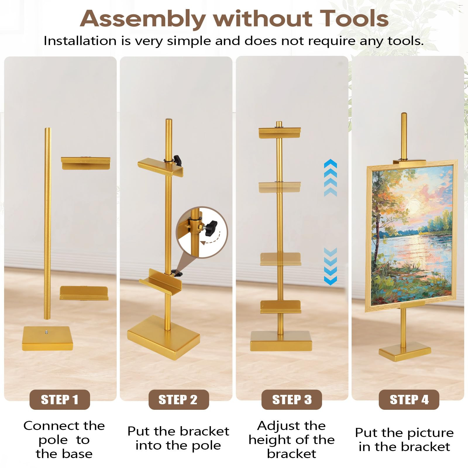 Adjustable Tabletop Easel Stand for Picture Frames, Picture Easels for Display, Gold Easel, Pictu... | Amazon (US)
