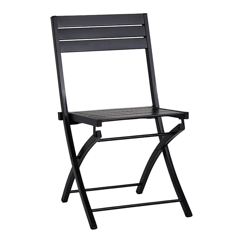 Slat Metal Patio Folding Chair, Black | At Home