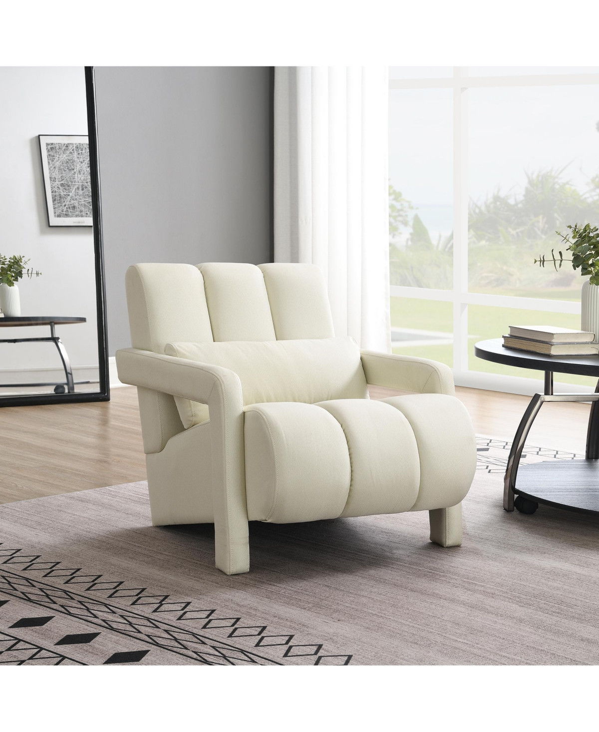 Streamdale Modern Linen Accent Chair with Pillow for Comfort - Beige | Macy's