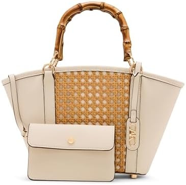 Anne Klein Womens Caning Bamboo Handle Tote with Detachable Strap | Amazon (US)