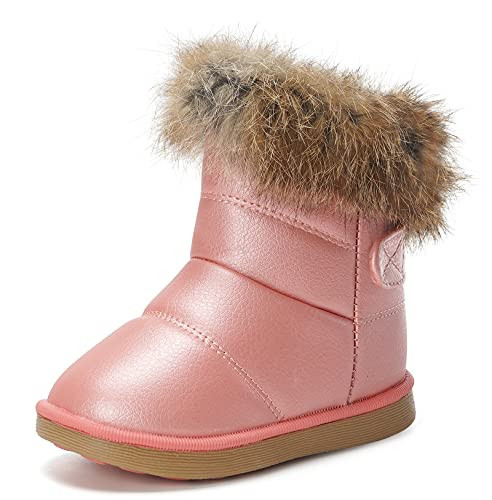 KVbabby Toddler boots Kids Snow Boots Girl's Warm Winter Boots Waterproof Boot PU Leather Non-slip,Pink,11 M US Toddler = Label 30 | Amazon (US)