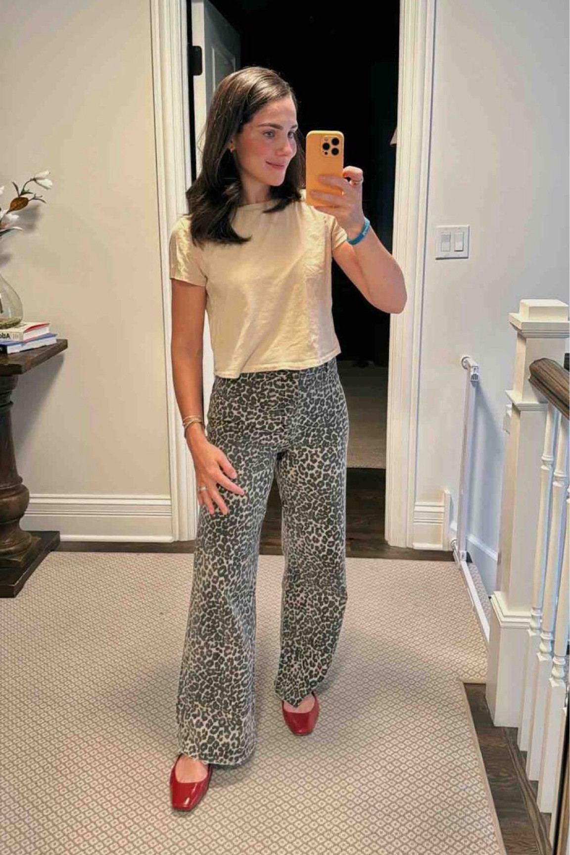 A fun but easy and comfy fall outfit! 

Leopard jeans // wide leg jeans // red flats // mom style // mom outfit 

#LTKStyleTip