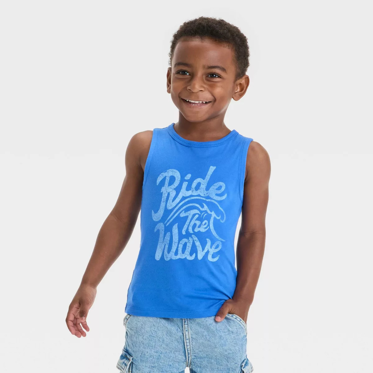 Toddler Boys' Short Sleeve Ride The Wave Tank Top - Cat & Jack™ Blue | Target