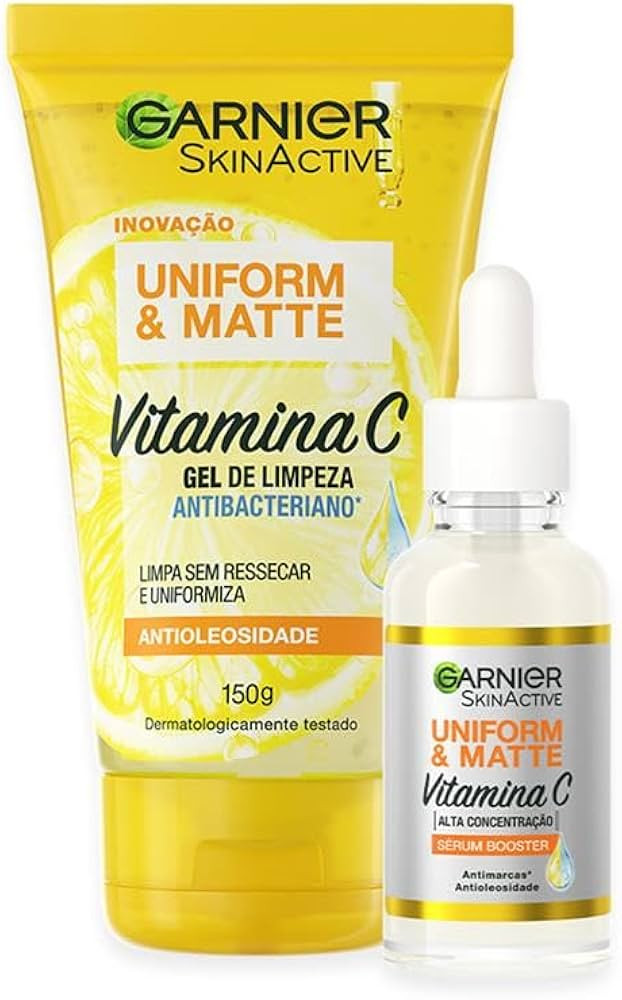 Kit Garnier Uniform & Matte Vitamina C: Gel de Limpeza Facial Antibacteriano, 150ml + Sérum Faci... | Amazon (BR)