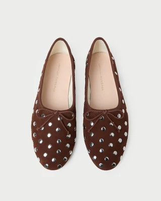 Landon Espresso/Silver Suede Ballet Flat | Loeffler Randall