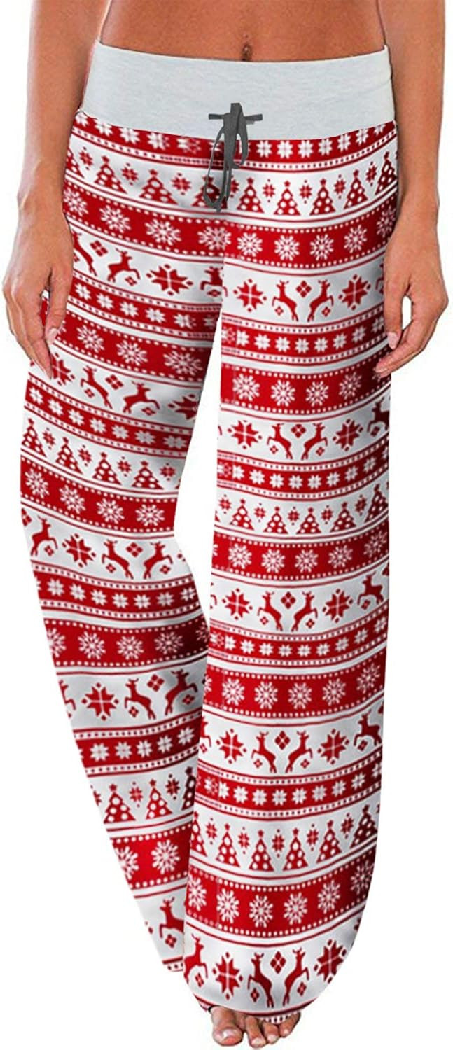 AMiERY Women's Comfy Casual Pajama Pants Floral Print Drawstring Palazzo Lounge Pants Wide Leg | Amazon (US)