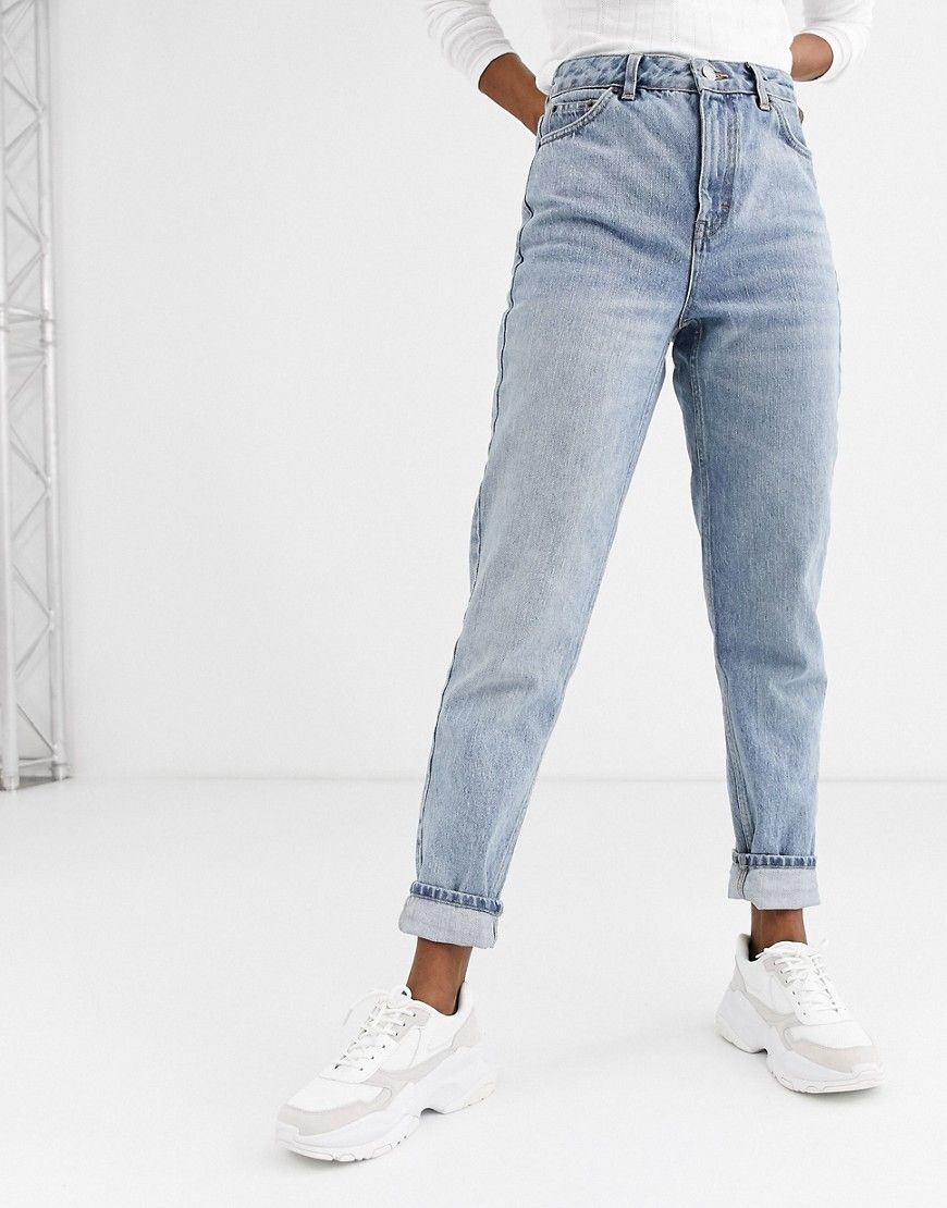 Topshop - Jean mom à effet délavé-Bleu | ASOS (Global)