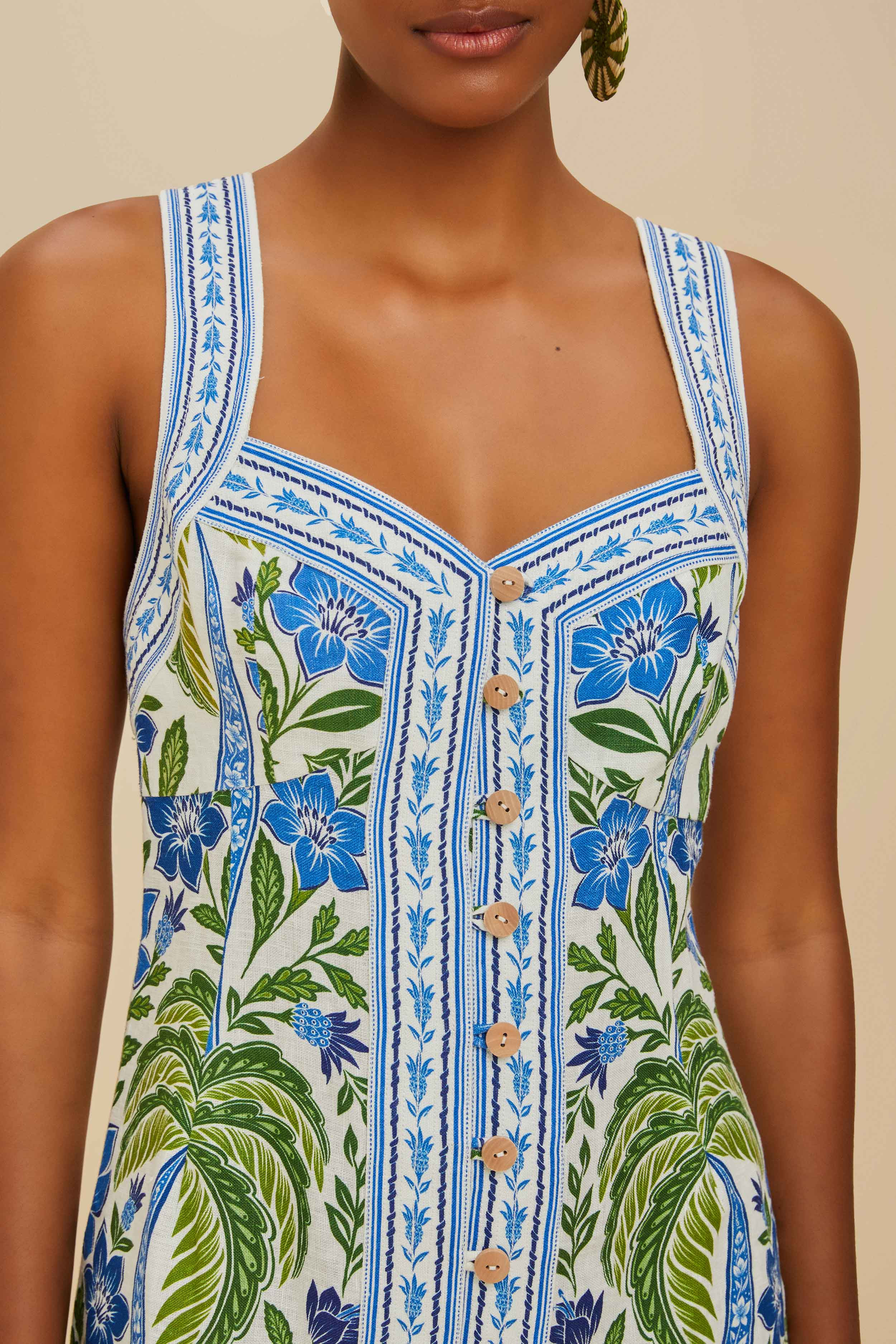 Off-White Tropicance Porcelain Garden Euroflax™ Premium Linen Mini Dre | FarmRio (US)