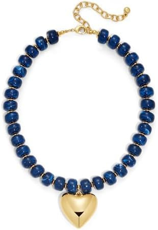 WOWORAMA Chunky Heart Necklaces for Women Colorful Resin Beaded Choker Necklace Gold Puffy Heart ... | Amazon (US)