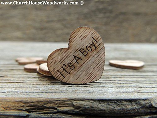 Wooden Heart Confetti ~ It's A Boy ~ Wood Hearts, Wood Confetti Engraved Love Hearts- Rustic Wedd... | Amazon (US)
