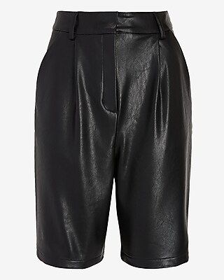 High Waisted Faux Leather Bermuda Shorts | Express