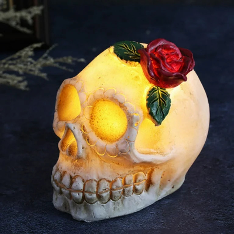 Natural Colored Floral Human Skull Day of the Dead Dia de Los Muertos Figurine SKULL FIGURINE STA... | Walmart (US)