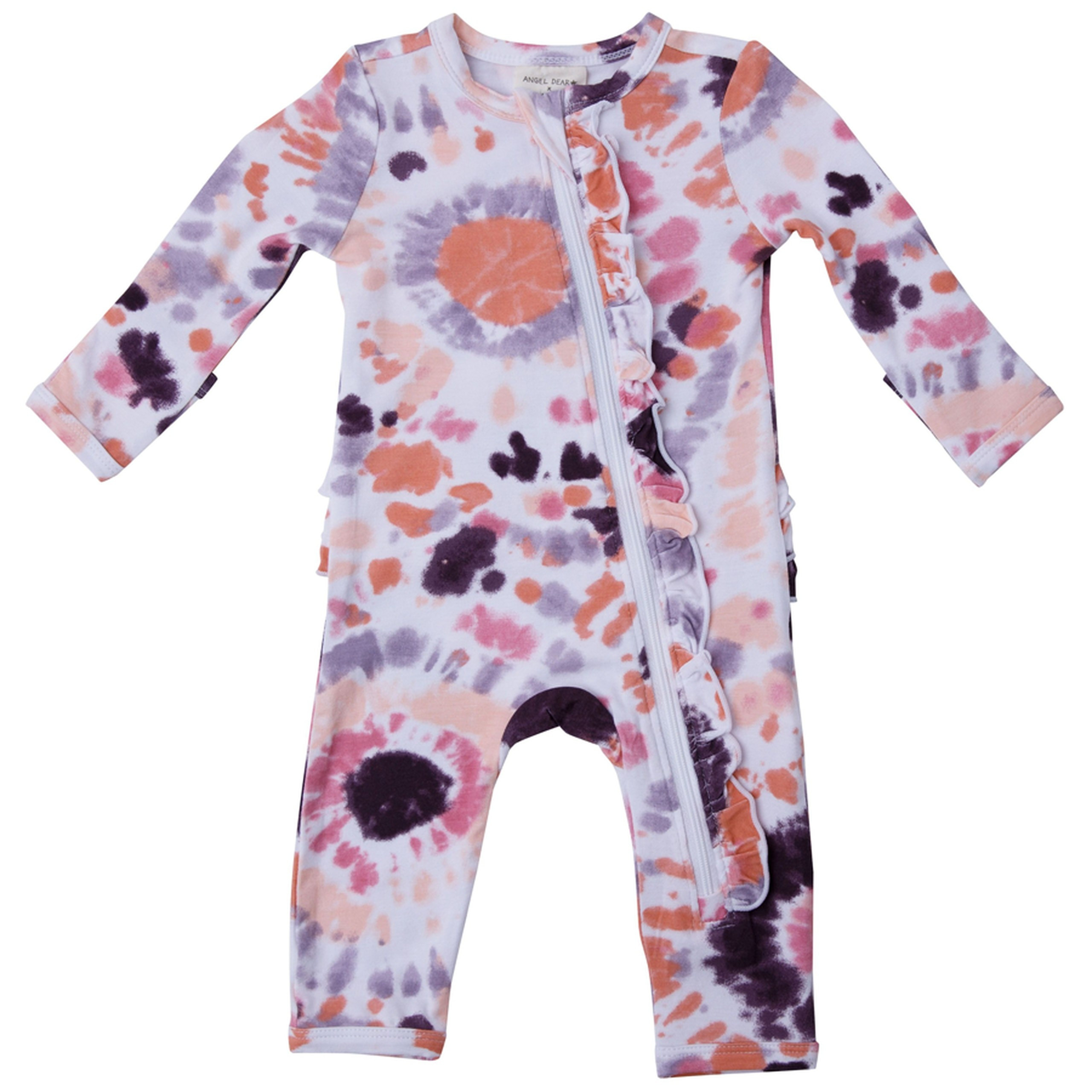 Ruffle Zip Romper, Purple Haze Ray Tie Dye | SpearmintLOVE