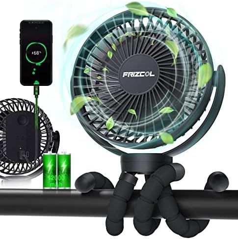 Portable Stroller Fan, Use As Power Bank, 65H 12000mAh Battery Operated Fan Flexible Tripod Baby ... | Amazon (US)
