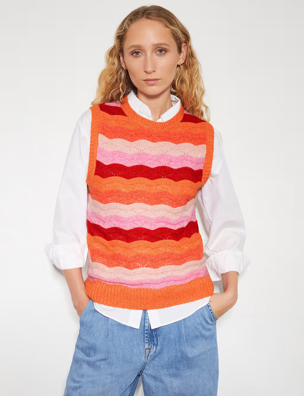 Striped Crew Neck Knitted Vest | Marks & Spencer (UK)