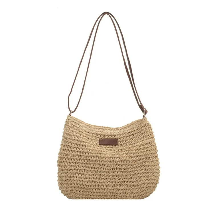 Yucurem Summer Straw Crossbody Bag Women Beach Woven Shoulder Handbag Purse (Beige) | Walmart (US)