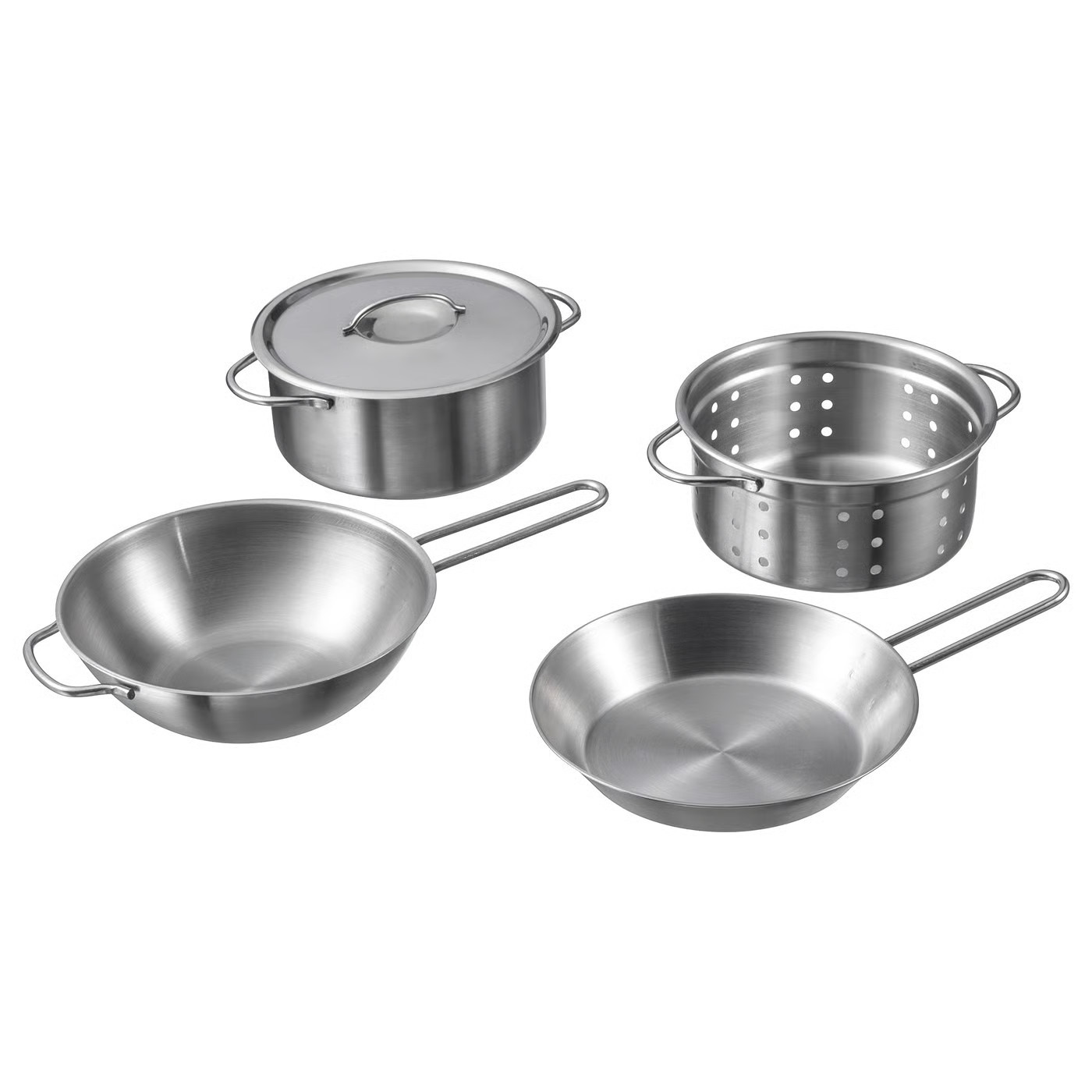 IKEA DUKTIG 5-piece toy cookware set, stainless steel color | IKEA US