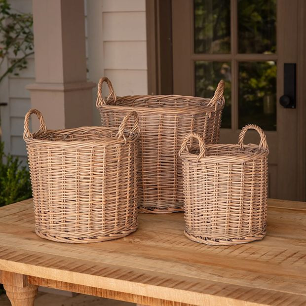 Handled Storage Basket Collection Set of 3 | Antique Farm House