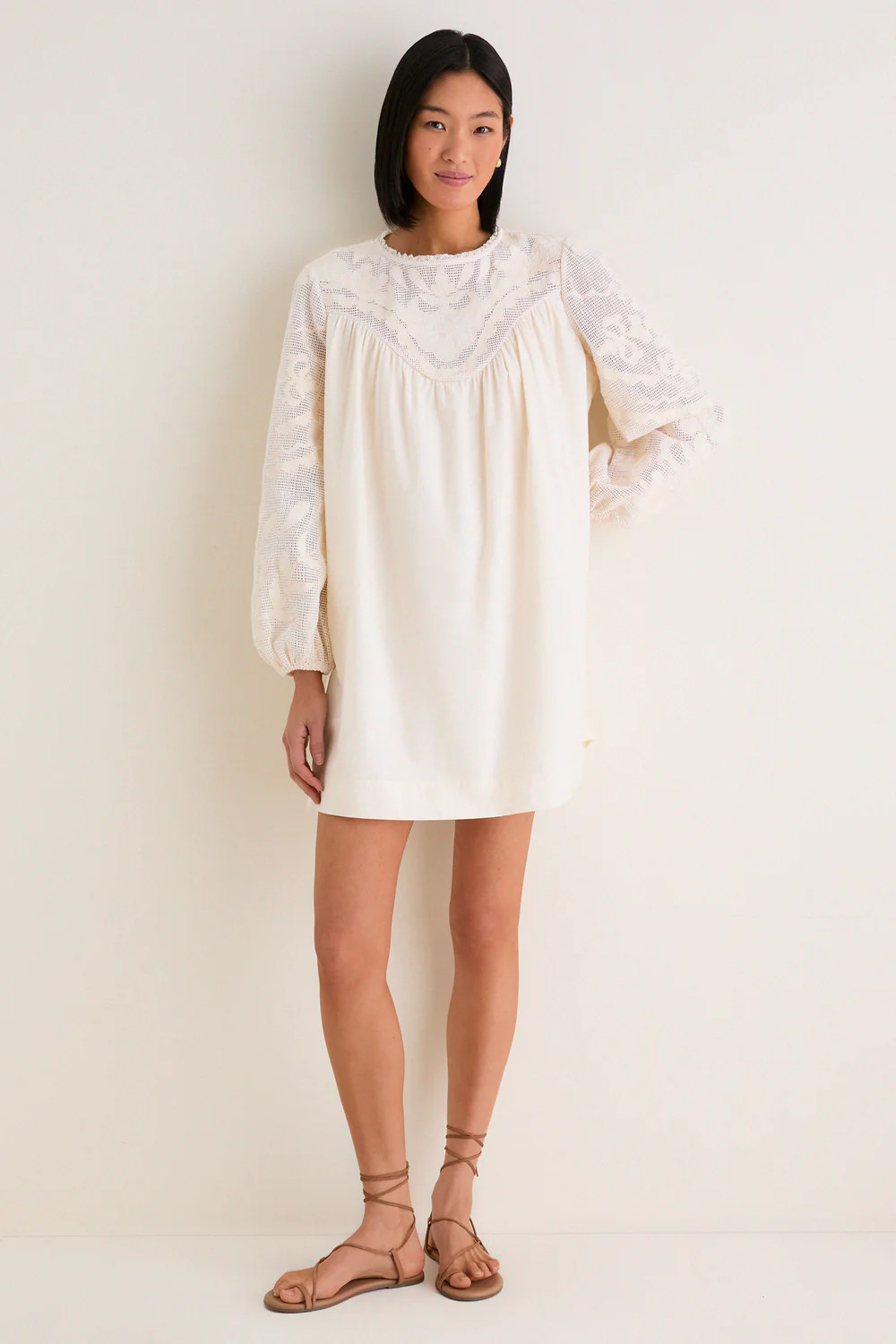 Ivory Patchwork Embroidered Cressida Mini Dress | Tuckernuck (US)