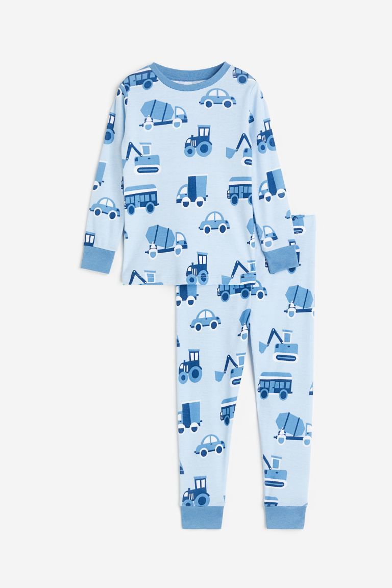 Snug Fit Jersey Pajamas - Light blue/dinosaurs - Kids | H&M US | H&M (US + CA)