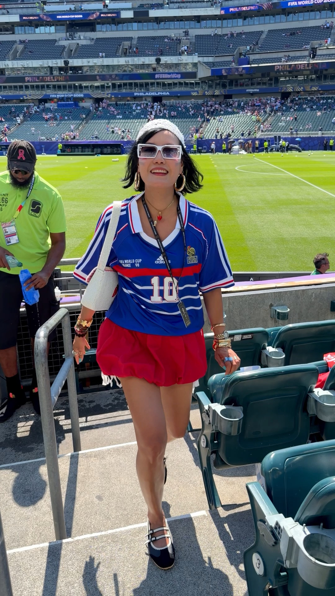 A World Cup outfit inspo and this bubble skirt, beaded shoulder bag and ballet shoes are super cute and comfy.

#LTKootd #LTKSeasonal #LTKActive