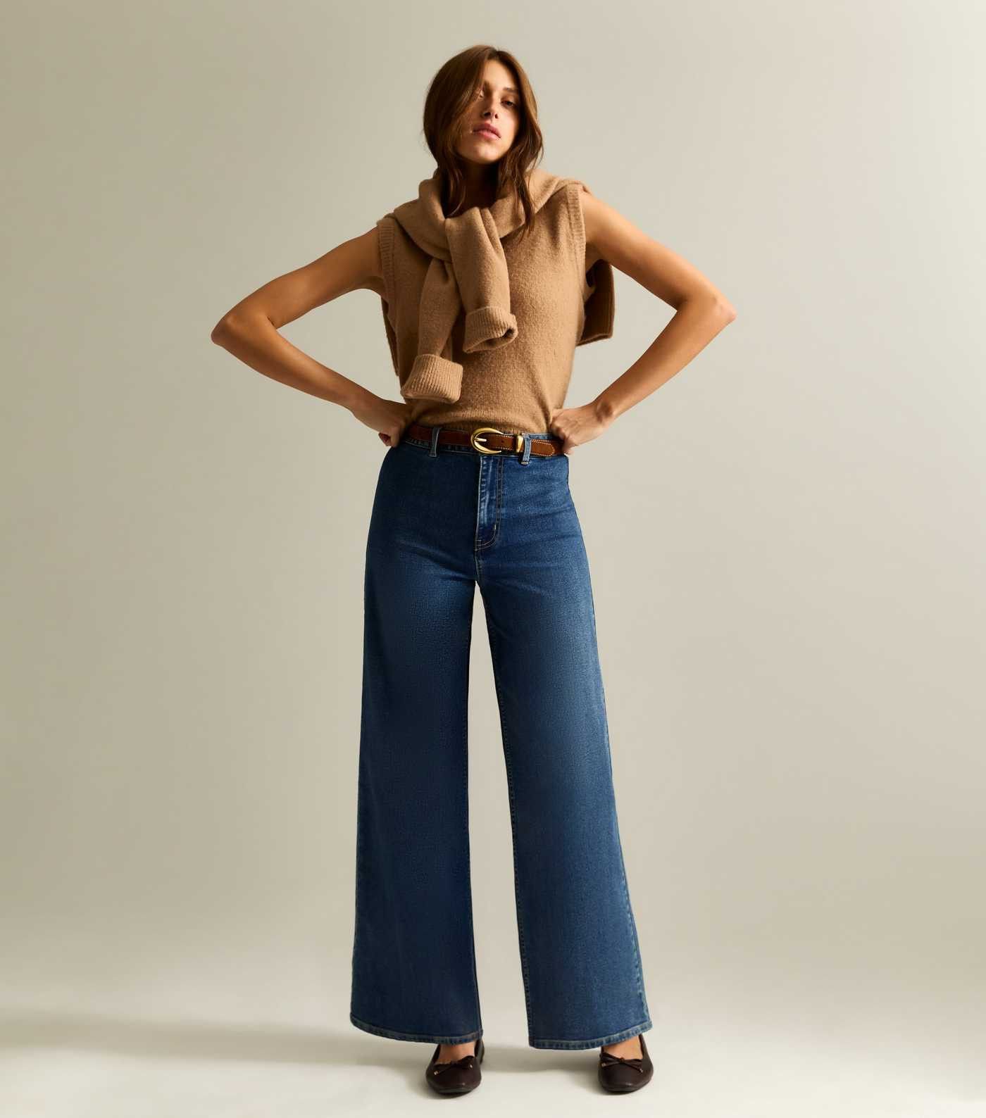 Blue High Waist Stretch Denim Wide Leg Jeans | New Look | New Look (UK)