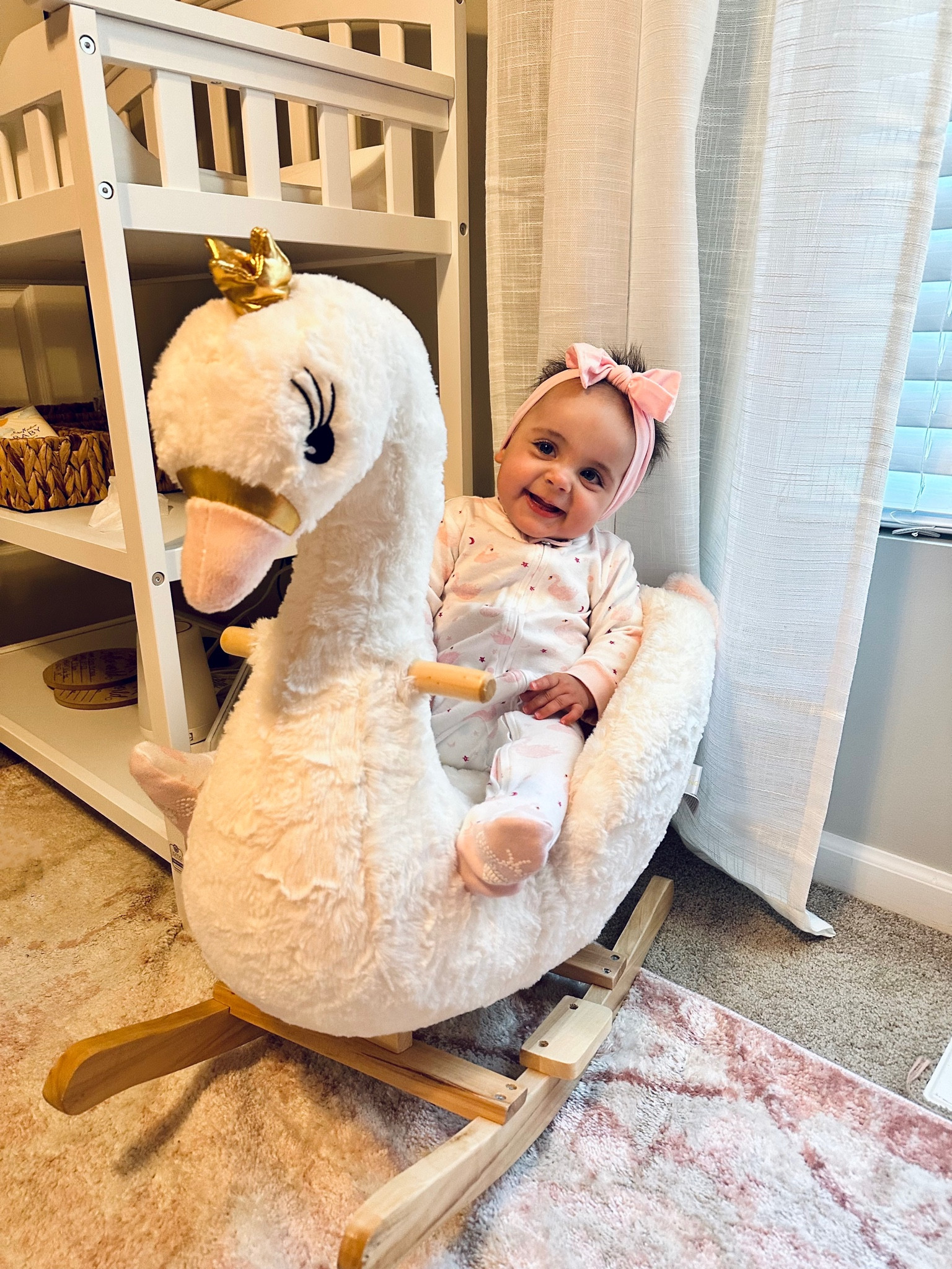 Swan rocker | Baby toys | Baby toy rocker | Nursery decor | Baby girl nursery | Blush nursery | Baby hair bows | Pink nursery | Pink rug | Swan decor



#LTKbaby #LTKfamily #LTKkids