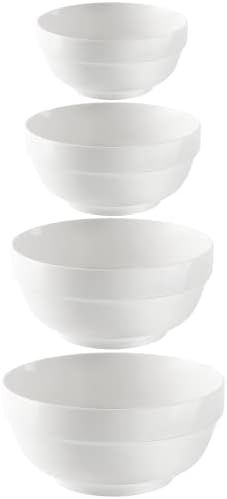 DOWAN 64/42/22/12 Ounce Serving Bowls for Christmas, Porcelain Mixing Bowls, White Ceramic Bowl S... | Amazon (US)
