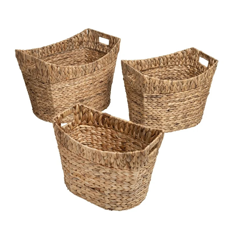 Honey-Can-Do Water Hyacinth Wicker 3-Piece Nested Storage Basket Set with Handles, Natural - Walm... | Walmart (US)