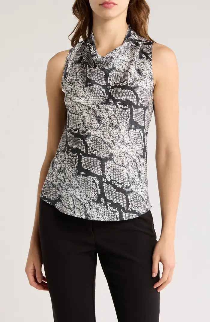 Theory Python Print Cowl Neck Sleeveless Silk Top | Nordstromrack | Nordstrom Rack