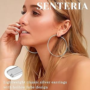 Senteria 2mm Wide 925 Sterling Silver Hoop Earrings for Women Hypoallergenic Lightweight Thin Lar... | Amazon (US)