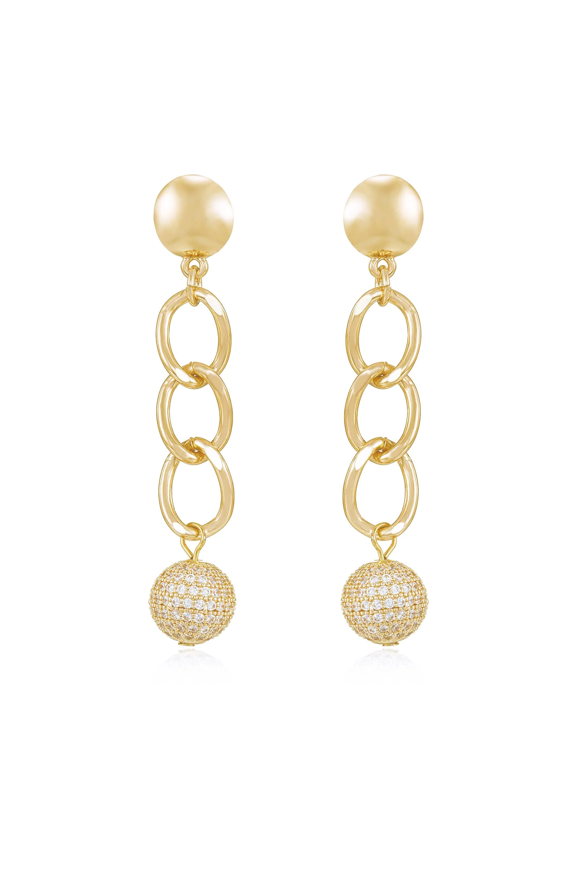 Chain Dangle Crystal Ball Earrings | Ettika