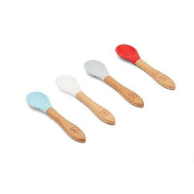 4pk Bamboo and Silicone Kid Spoons - Red Rover | Target