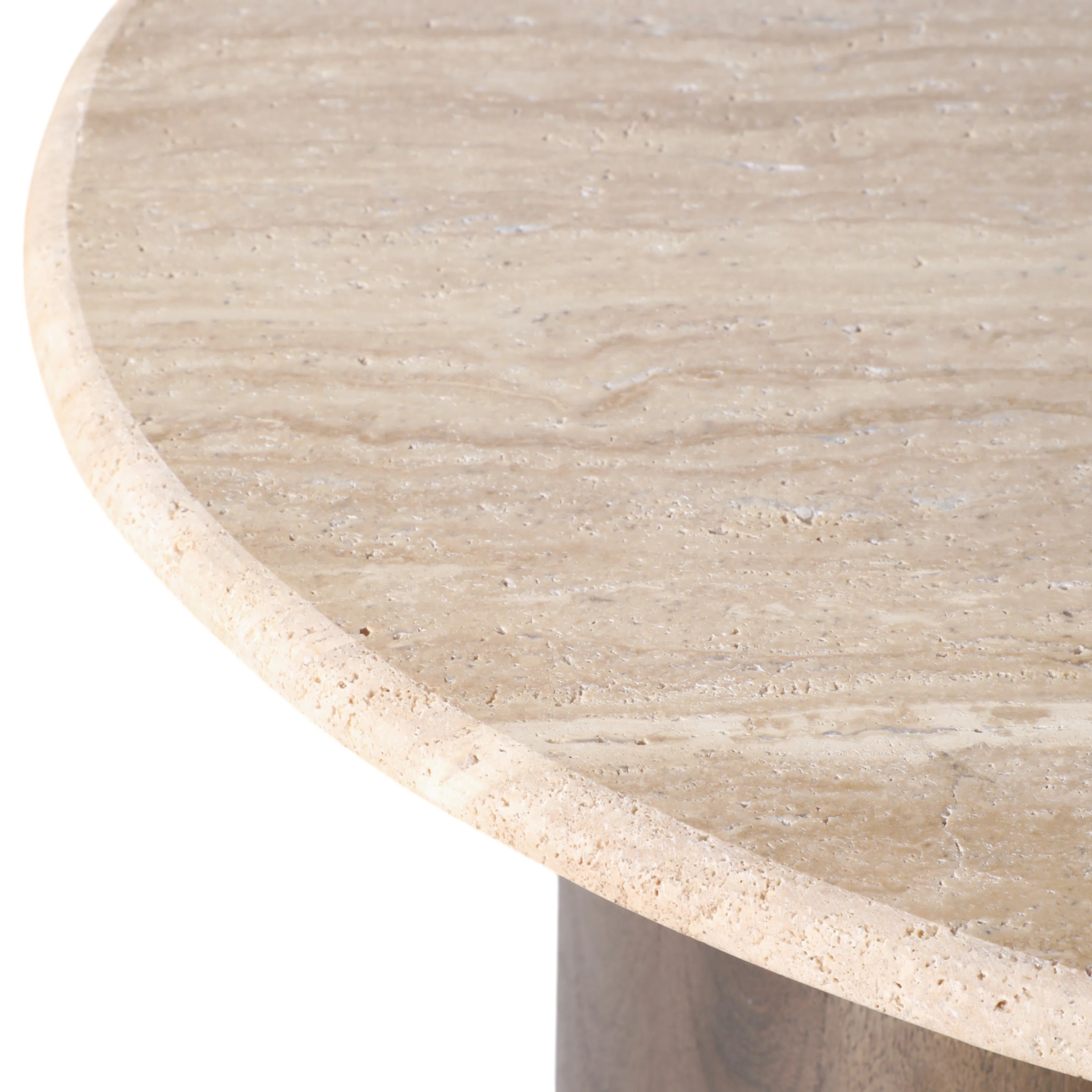 Latitude Run® Modern Coffee Table With Travertine Stone Top And Mango Wood Base Glam Accent For ... | Wayfair North America