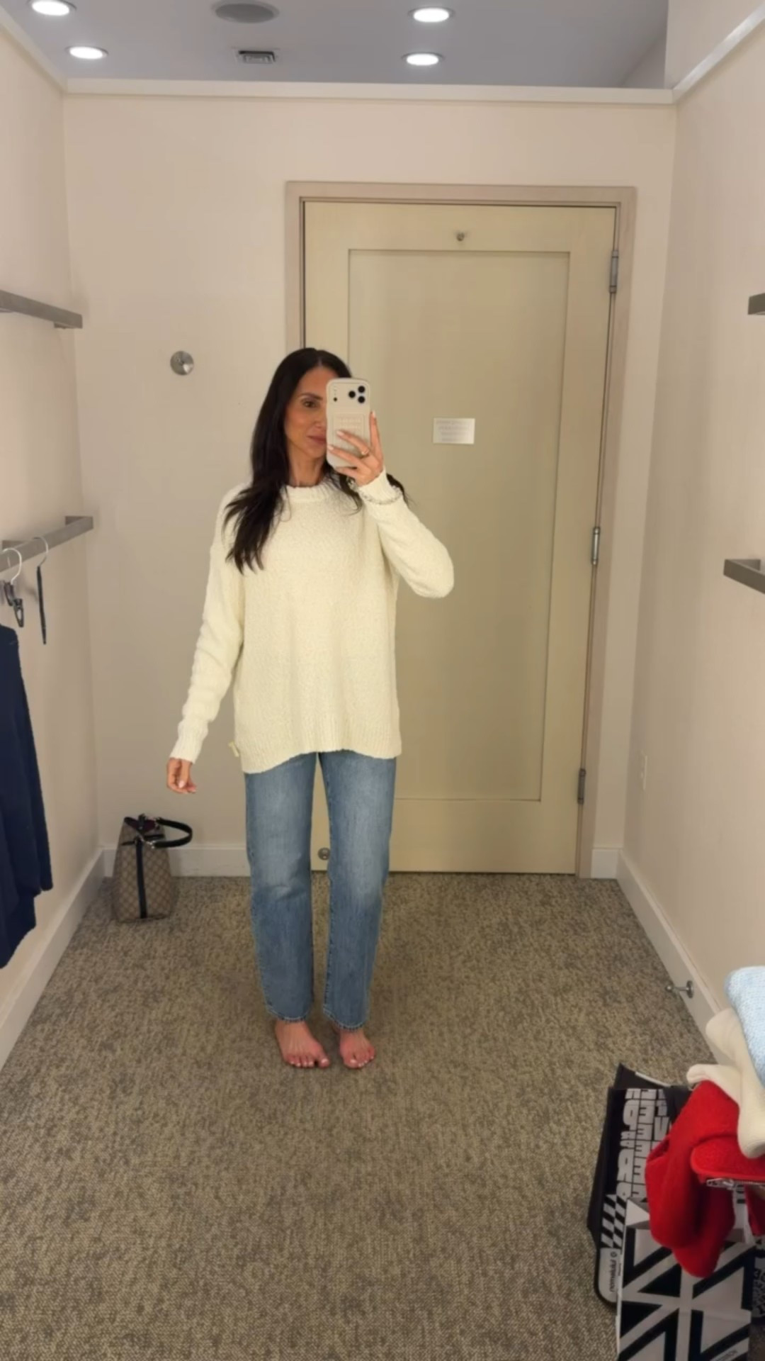 Winter sweater, cream sweater, everyday outfit, tunic sweater, casual outfit, annabrstyle.

#LTKOver40