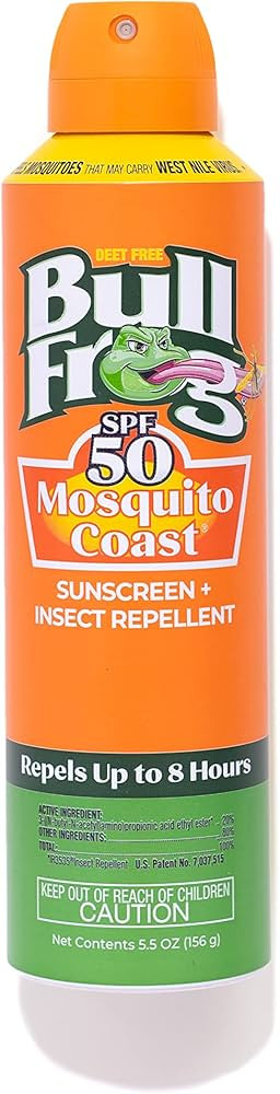 Bullfrog Mosquito Coast Bug Spray Insect Repellent + Sunscreen SPF 50, Continuous Spray 5.5oz | Amazon (US)