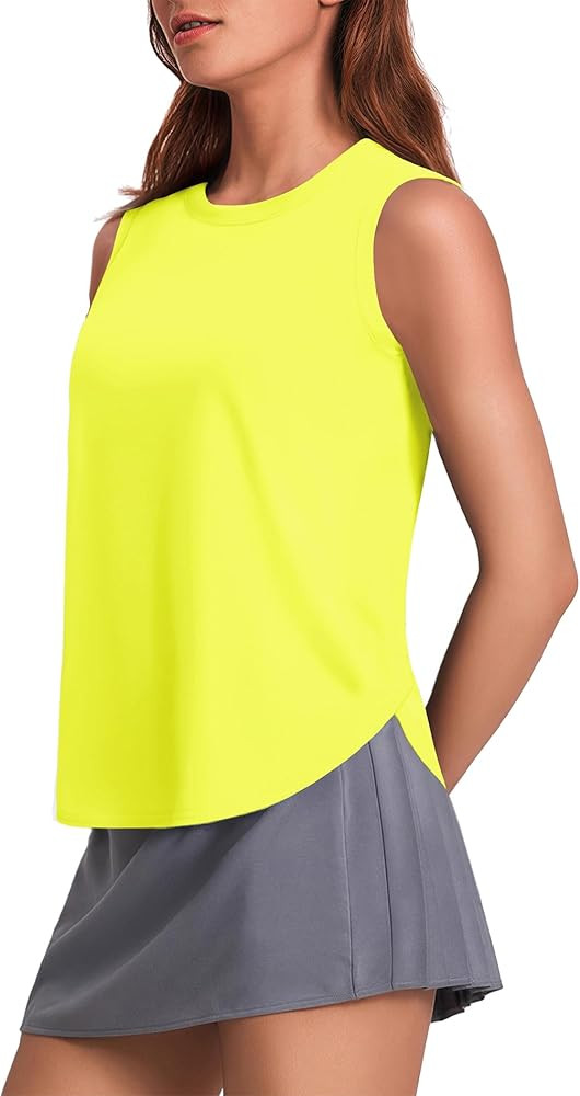 PINSPARK Workout Tank Tops Woman UPF 50+ Yoga Tanks Quick Dry Sleeveless Gym Shirts with Side Sli... | Amazon (US)