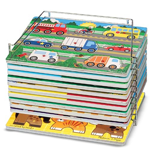 Melissa & Doug Puzzle Storage Rack - Wire Rack Holds 12 Puzzles - Puzzle Rack Organizer, Puzzle Holder Rack For Kids | Amazon (US)