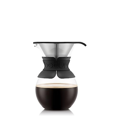 Bodum 34oz Pour Over Coffee Maker, High-Heat Borosilicate Glass with Reusable Stainless Steel Filter and Black Band Grip - Made in Portugal | Amazon (US)