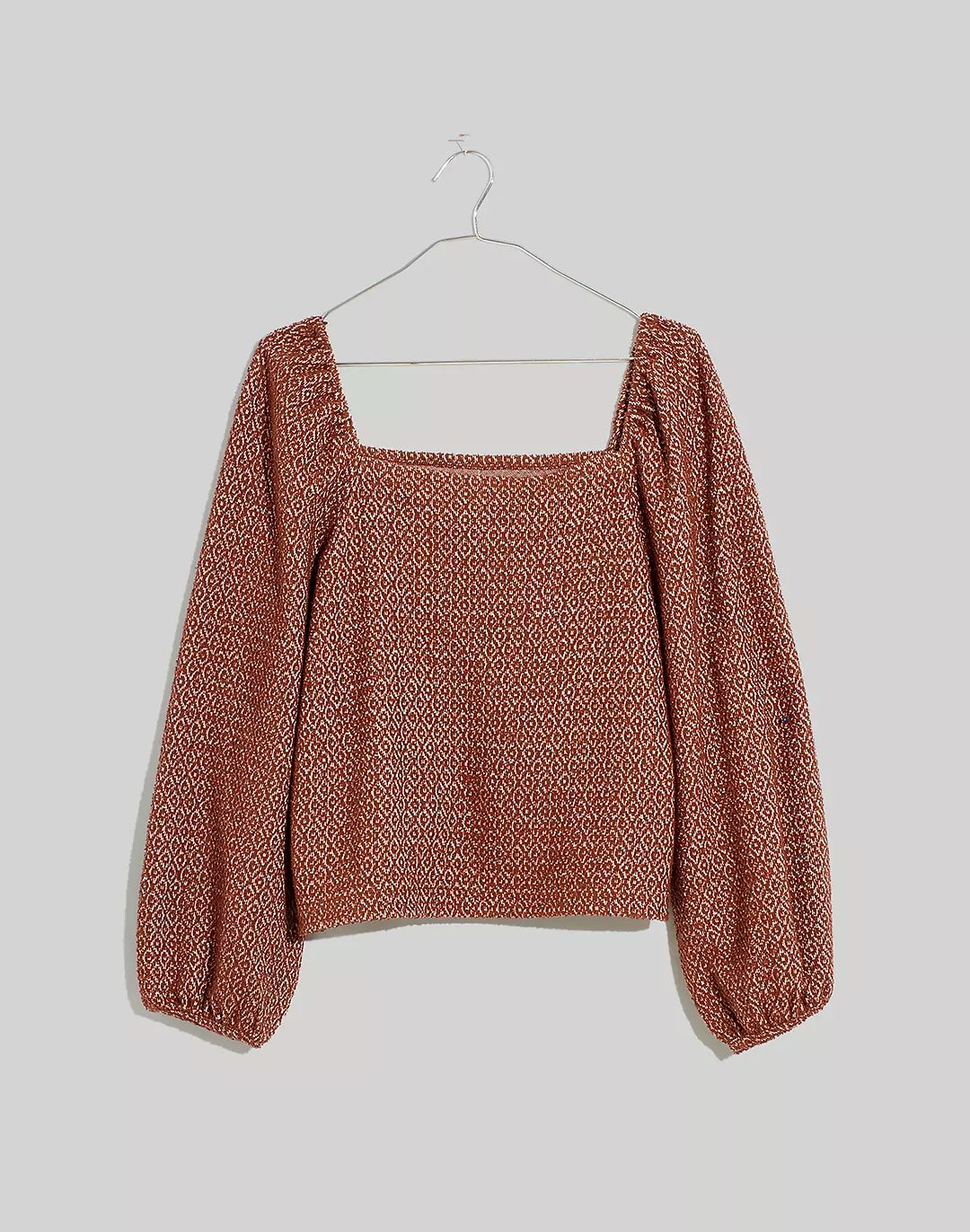 Jacquard Puff-Sleeve Button-Front Crop Top | Madewell
