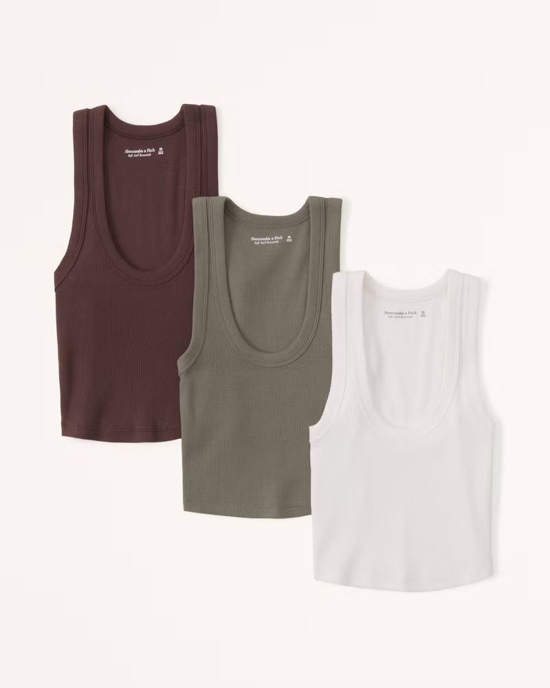 Women's 3-Pack Essential Scoopneck Tank | Women's Clearance | Abercrombie.com | Abercrombie & Fitch (US)