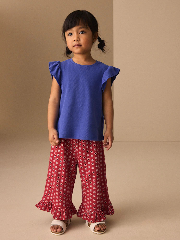 Buy Red Flower Wide Leg Frill Trousers (3mths-7yrs) from Next USA | Next US