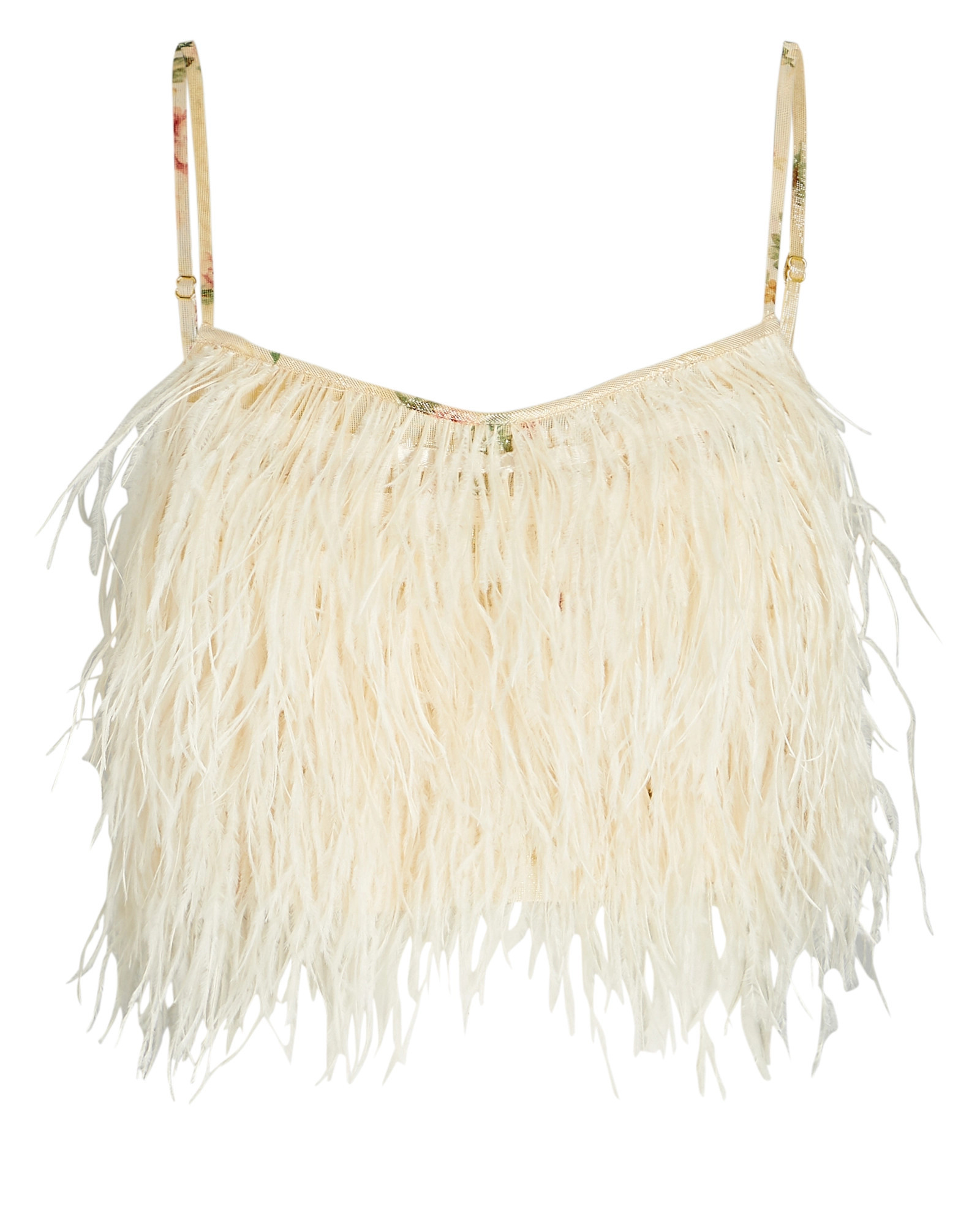 LoveShackFancy Dusty Feather Lamé Crop Top, Gold P | INTERMIX