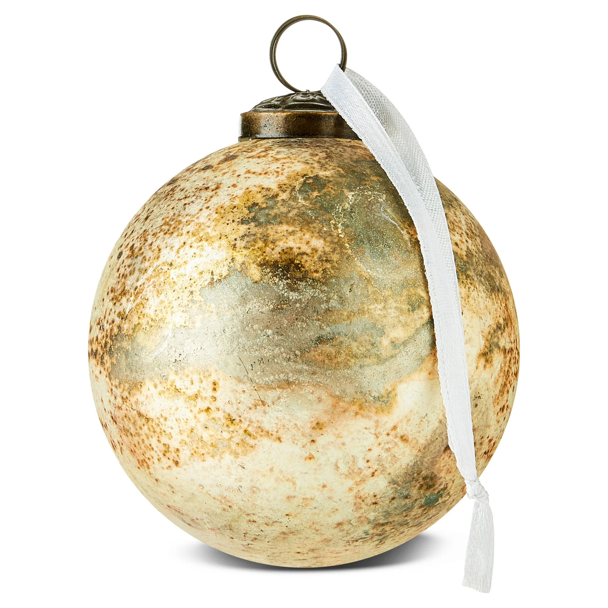 Gold Glass Ball Christmas Ornaments with Antique Finish, 4", 2 Count, by Holiday Time | Walmart (US)