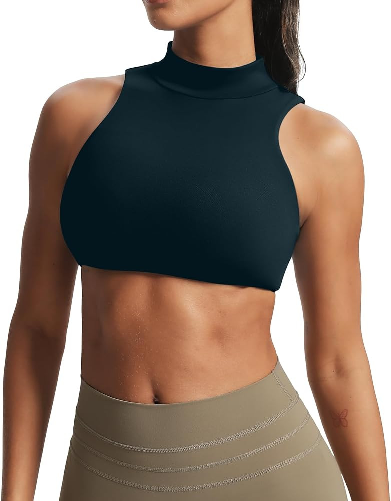 Aoxjox Women's Kim Cutout High Neck Tank Workout Sports Bras Fitness Training Gym Bra Yoga Crop | Amazon (US)