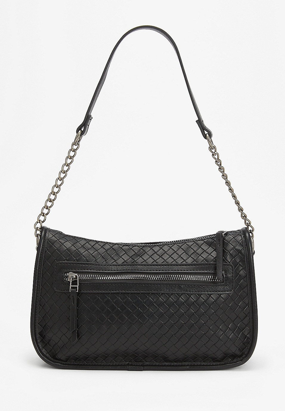 Black Woven Baguette Shoulder Bag | Maurices